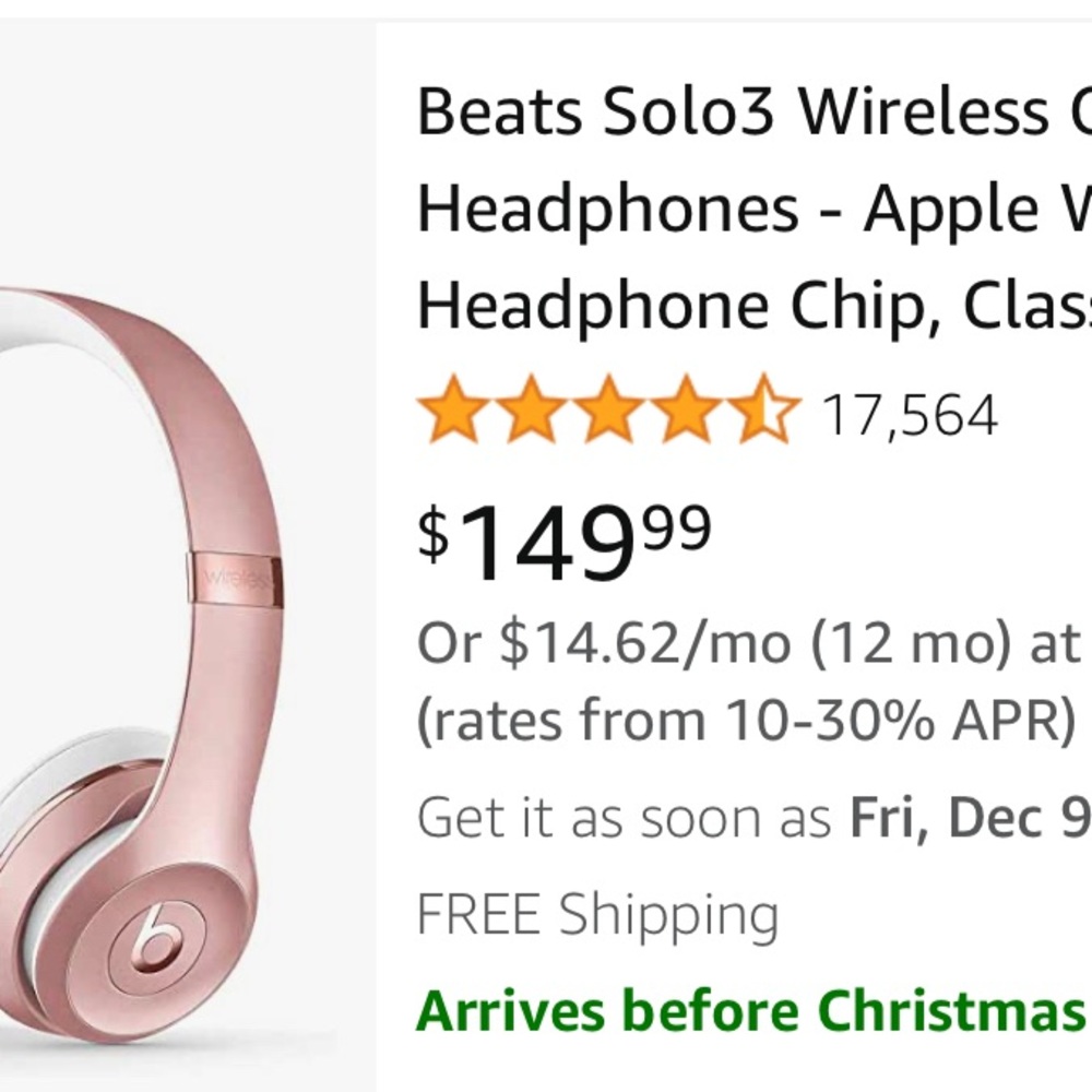Rose Gold Beats Solo 3 Wireless Headphones